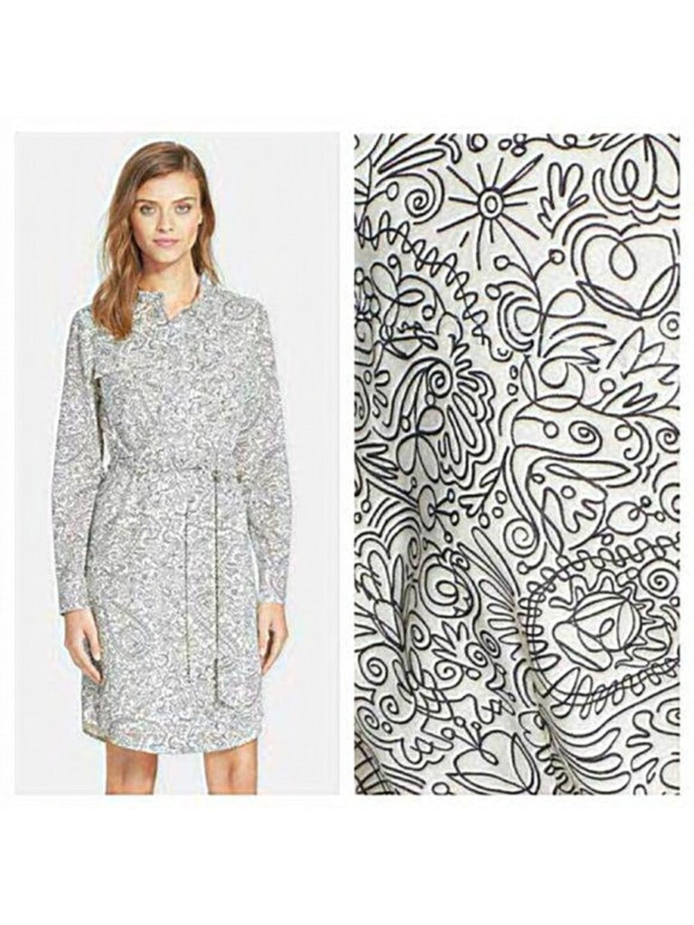 Tory Burch Doodle Print‎ Shirt Dress Women Size 10